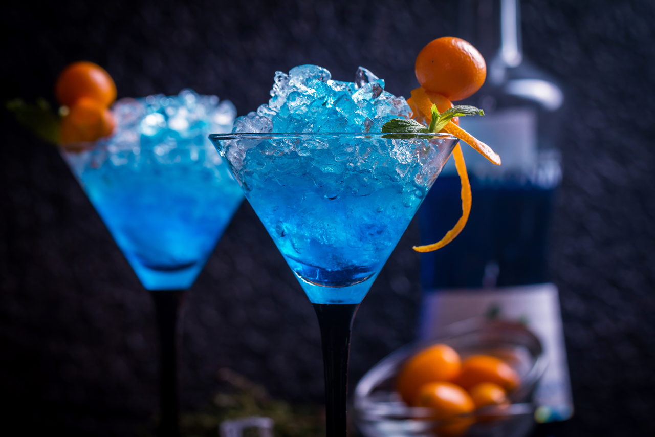 Brandtini blue brant color association using blue cocktails