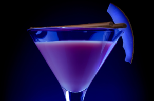 Brandtini Purple brand association with purple cocktail