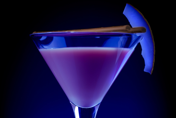 Brandtini Purple brand association with purple cocktail