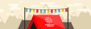 Woman Who Startup basecamp tent banner